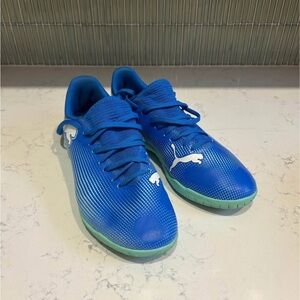 Puma Royal Blue Indoor Soccer Shoes with Mint Accents